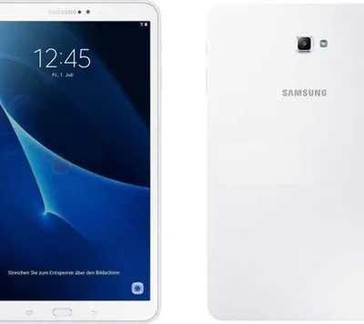 Produktbild von Samsung Galaxy Tab A SM-T580 25,7 cm (10,1 Zoll)/ 16 GB Tablet PC/ 16:10 Multi-Touch / 1920 x 1200 Octa-Core / 1,60 GHz Prozessor / 2 GB - Android 6.0/ Farbe: Weiß/ 2 GB RAM/  Multi-Touch 1920 x 1200/ 16:10 Display/ Bluetooth/ Slate/ microSD Memory Card Supported / GPS - Sensor Type: Schwingungsmesser, Umgebungslichtsensor/ 8 Megapixel Kamera hinten