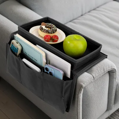 Sofa-Organizer mit 5 Fächern, rutschfest, 54 x 31 cm, schwarz