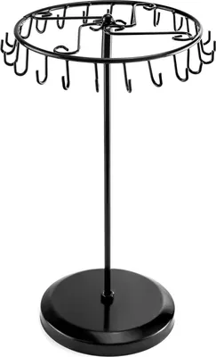 Produktbild von Drehbar Schmuckständer mit 23 Haken, Schmuckbaum Hängend Ketten Aufbewahrung für Ketten & Armbänder, Ringe & Ohrringe, H34,8 x B20,5 cm - Schwarz