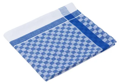 Produktbild von GÖZZE Grubentuch glatt 10er Pack saugfähige fusselfreie strapazierfähige Baumwoll-Allzwecktücher mit Karomuster Blau 50 x 100 cm