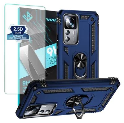 Produktbild von Armor Outdoor Handyhülle für Xiaomi 12T / 12T Pro Handy Panzer Case Schutzhülle mit 9H Displayglas Displayschutz Farbe: Blau