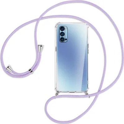 Produktbild von Handykette Backcover-Schutzhülle mit Band (Metall silberfarben) für Oppo Reno4 Pro 5G - violett