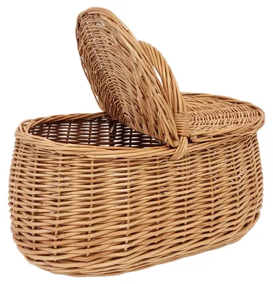 Immagine prodotto di Cesto di vimini per la spesa o il picnic con due sportelli, cesto da mercato chiudibile 45x30x36