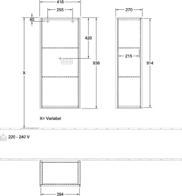 Produktbild von Villeroy & Boch G56000HJ Seitenschrank Finion 418x936x270mm m.