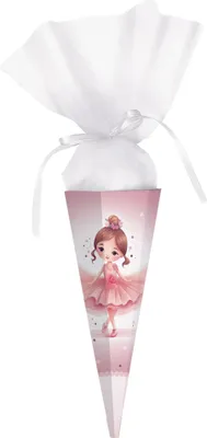 Produktbild von Schultüte für Kinder zur Einschulung mit Tüll – Kleine Zuckertüte für Geschwister (Ballerina)