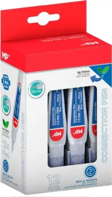 Produktbild von 12 Stück Korrekturstift, 4ml, präzise, schnelltrocknend, ungiftig, mit 1-2 mm Metallspitze