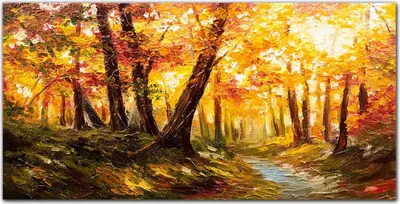 Produktbild von Coloray - Bild aus Glas - Glasbilder - 100 x 50 cm - Dekoration Wohnzimmer Wanddekoration Gehärtetes Glas Küche Glasblock mit Bild - Herbstwald Blätter Natur