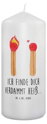Produktbild von Mr. & Mrs. Panda Kerze Streichhölzer 19 x 8 cm - Weiß - Geschenk, Bedruckte, Liebesbeweis, Stumpenkerze, Freundin, Erinnerungskerze, Blockkerze, Erinnerungslicht