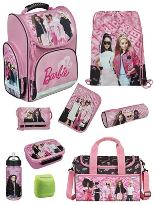 Produktbild von Mädchen Schulranzen 1. Klasse in Rosa mit Barbie Motiv 9 tlg. Schultaschen Set mit Brotdose, Trinkflasche und Sporttasche