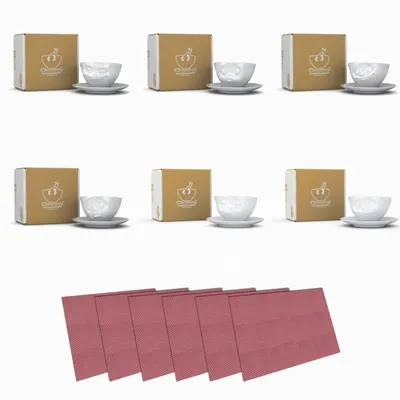 Produktbild von Fiftyeight Tassen-Set 6-tlg.  200 ml + Tischsets Nr 035 weiß Kaffeetassen