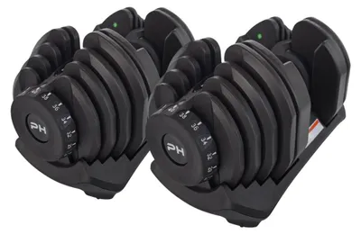 Produktbild von PH Fitness Verstellbare Kurzhantel Smart Series, 5-40 kg – 17 Gewichtsstufen, Drehsystem, platzsparend | Ideal für Krafttraining und Heimfitnessstudio