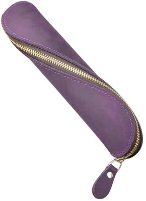 Image de Trousse en cuir, trousse vintage en forme de S, porte-crayons, trousse en cuir, trousse à fermeture éclair pour l'école, le bureau ou le travail
