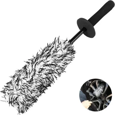 Image de Brosse pour jantes en aluminium de 40 cm, extra douce, brosse de nettoyage pour voiture, microfibre