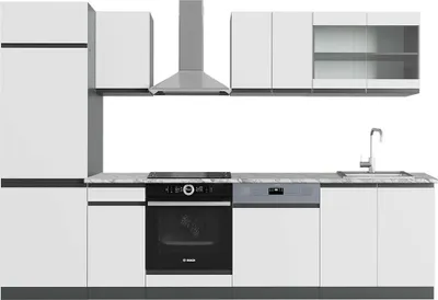 Immagine prodotto di Cucina componibile Vicco R-Line Bianco/antracite 300 cm  J-Shape, PL Marmo, Model 43088