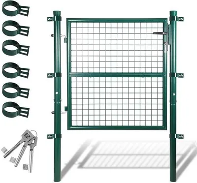 Productafbeelding van Metalen hekpoorten, 100x100 cm, met ronde stangen. Tuinhek, hekpaal, tuindeur, metalen hek, haagbeplating, tuinhek