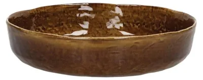 Image de Pomax Spiro : Assiette/Bol en grès, couleur marron, diamètre 24 cm, hauteur 5,5 cm