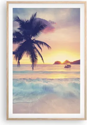 Produktbild von Gerahmtes Poster - Rahmen in heller Eiche - Meer Strand Palme - 61x91,5 cm - Wand Bild - Wanddeko - Wandbilder - Wandposter - Bilderrahmen - Bilder - Kunstdruck - Wandbild - P2NPA61x91-3992