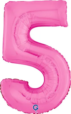 Produktbild von Riesenzahl Folienballon 26"/66cm | Pink Zahl: 5