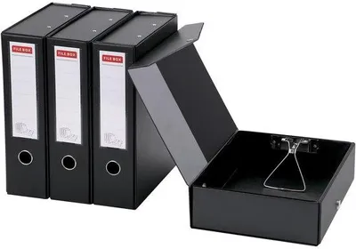 Image de Lot de 4 classeurs d'archives, format A4, largeur de 88 mm, couleur noire, pour bureau ou école