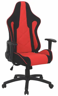 Produktbild von Gaming Stuhl VIKTOR, höhenverstellbar, Kippfunktion, Stoff Schwarz-Rot, 140 kg, 67x131x51 cm, gebremste Rollen