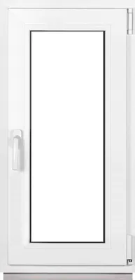 A white PVC window with a handle, shown against a white background.