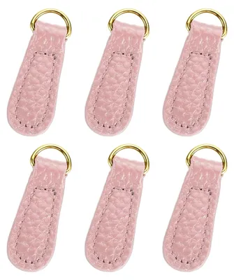 Produktbild von 6 Reißverschlussgriffe aus Litschileder in Pink, 1,57 Zoll