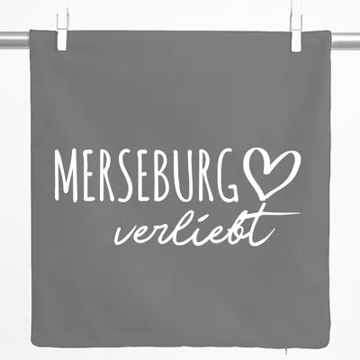 Produktbild von Huuraa Kissenbezug Merseburg verliebt 40x40cm Steel Grey Baumwolle Dekokissenbezug Geschenkidee