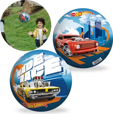 Produktbild von Hot Wheels Bunter Gummiball 23 cm, leicht, STRANDBALL, ZUM SPIELEN, FÜR KINDER AB 10 MONATEN