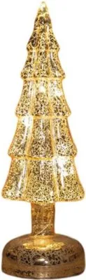 Productafbeelding van Kerstboompje glas led op batterij met timer 27.5x9.5 cm goud Anna's Collection