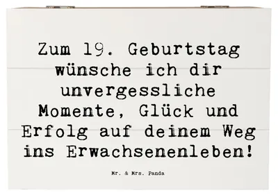 Produktbild von Mr. & Mrs. Panda holzkästchen Spruch 19. Geburtstag Wünsche 22 x 15 cm - Weiß - Geschenk, fotobox, Schatzkiste, besondere Erinnerungen, geschenkkiste, 19 Jahre, Box