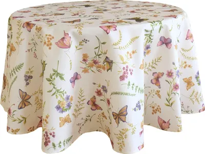 Produktbild von heimtexland ® Tischwäsche Schmetterling Garten Natur Bunt Tischdekoration Typ794 Tischdecke Rund 150 cm