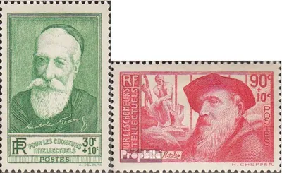 Produktbild von Briefmarken Frankreich 1937 Mi 351-352 (kompl.Ausg.) postfrisch Geistesarbeiter