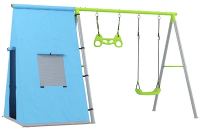Image de Set de balançoire, 3 en 1,  CE, convient aux enfants de 3 à 6 ans, vert
