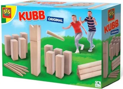 Produktbild von SES Creative 02299 Kubb Original - Traditionelles Holzgeschicklichkeitsspiel für Draußen, Kickspiel, 8 Jahr(e)