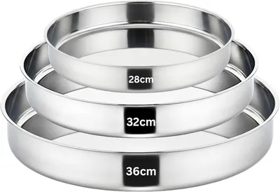Produktbild von Roland Germany 3-teiliges Backofenblech Set 28/32/36 cm aus hochwertigem Edelstahl – Rundblech Set spülmaschinengeeignet | Pizzablech, Kuchenblech & B