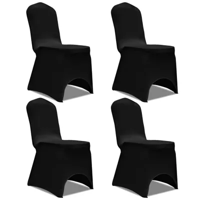 Image de vidaXL Housse de chaise en stretch 4 pièces noir