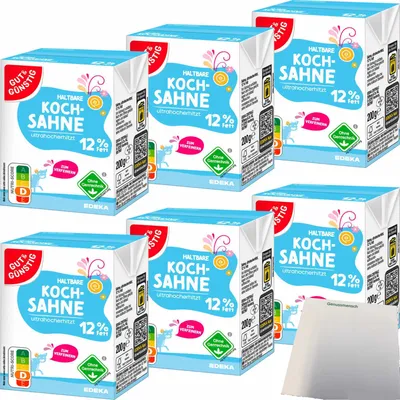 Produktbild von Gut & Günstig haltbare Kochsahne 12% Fett 6er Pack (6x200g Packung) + usy Block