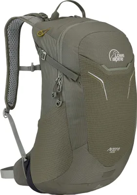 A studio shot of a green backpack.
