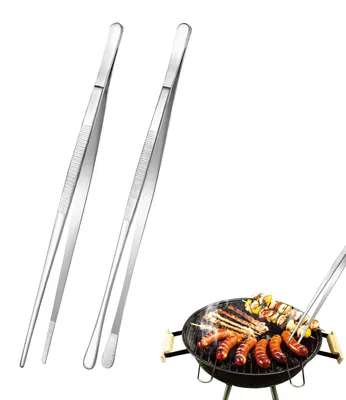 Image de Pince de cuisine - Lot de 2, en acier inoxydable - Pour la cuisson et la présentation - 30 cm, argentée