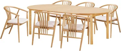 Image de Bjørg ensemble pour salle à manger table à manger 6 chaises naturelles.