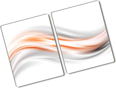 Produktbild von Tulup Glas Herdabdeckplatte - 2x40x52 cm - Glaskeramikkochfeld-Abdeckung Spritzschutz Glasabdeckplatte Kochplattenabdeckung und Schneidebrett - Zweiteilig - Kunst: modern & klassisch - Wellen Abstrakt - Orange
