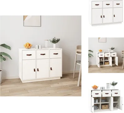 Produktbild von vidaXL Sideboard Weiß 100x40x75 cm Massivholz Kiefer -  Sideboards
