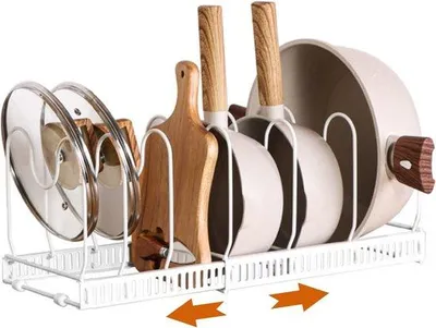 Produktbild von Famanu Topfdeckelhalter mit 10 verstellbaren Fächern - aus Edelstahl