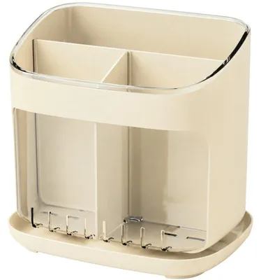 Image de Verk 07434_BE Égouttoir de cuisine et organisateur à couverts, 3 compartiments, beige