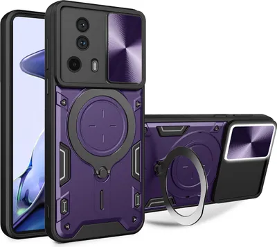 Produktbild von Handyhülle für Xiaomi 13 Lite /Xiaomi Civi 2 Dual-Layer Stoßfest Rüstung Hülle mit Dia Kameraschutz und Kreisförmig Ring Ständer Lila