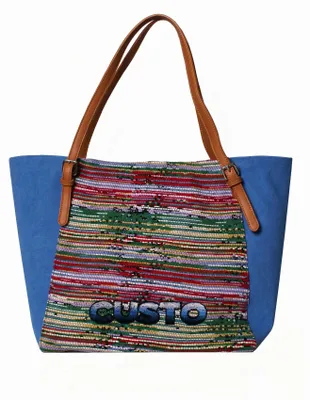 Imagen del producto de Bolso de mano para mujer Emberly Lux, diseño patchwork multicolor, piel genuina
