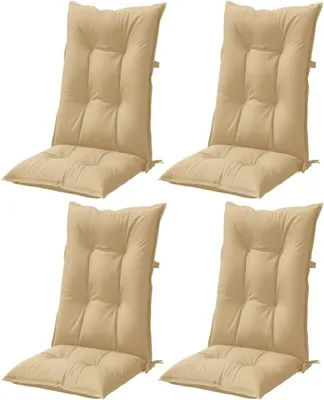 Image de Coussins pour fauteuil - Dos haut - Coussins pour chaise de jardin - Assise confortable - Rembourrage moelleux - 120x50x7 cm - Beige