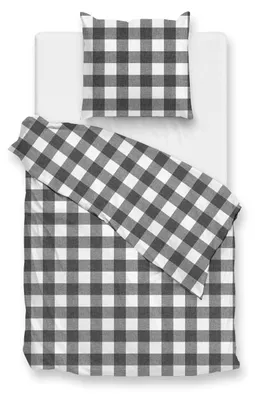 Produktbild von Zohome Quattro di Lino Bettbezug - 155x220 cm – 100% Baumwolle – Hochwertige Bettwäsche mit Gestreift motiv – Weich - Atmungsaktiv und Hautfreundlich – inkl. 80x80 cm Kissenbezug – Grau