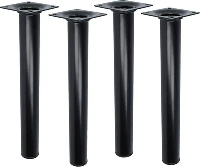 Produktbild von Schwarze Möbelbeine 4er Set rund ø 30mm Möbelfüße 250mm Tischbeine Möbelstützen M10 Gewindegang