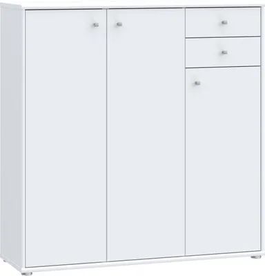 Produktbild von Sideboard >TEMPRA2< 3 Türen, 2 Schübe, in Weiss - 108,8x111,1x34,8cm (BxHxT)